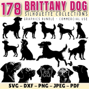 Pacchetto di immagini in formato SVG del cane Brittany / file di taglio Silhouette Cricut / SVG per amanti dei cani / SVG di Brittany Spaniel / download digitali / uso commerciale