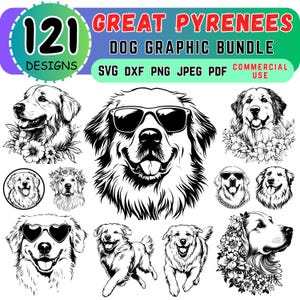 Great Pyrenees svg bundle | laser cut files | engraving designs | dog silhouette vector pack | digital download | Commercial use