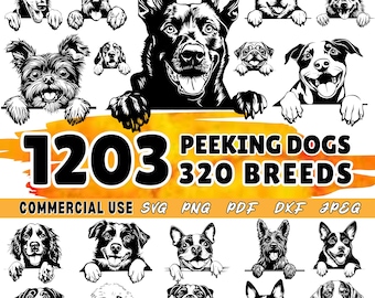 Peeking Dogs SVG Bundle: 320 Breeds Clipart (Commercial Use)