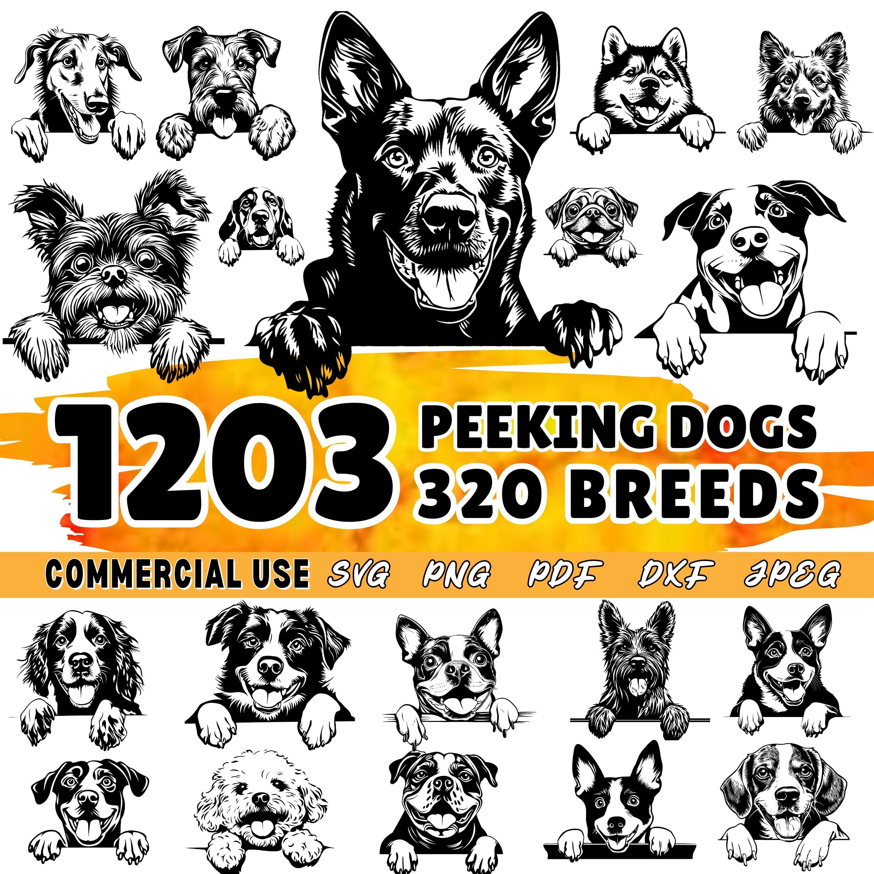 Peeking Dogs SVG Bundle: 320 Breeds Clipart (Commercial Use)