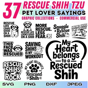 Sauvetage shih tzu citations svg | dictons pour les amoureux des chiens | Fichiers de coupe cricut | Lot svg sauvetage d'animaux de compagnie | téléchargements numériques | usage commercial
