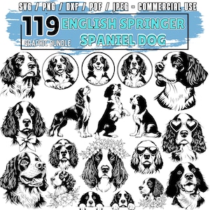 English Springer Spaniel Graphics: Laser Cut Files SVG Bundle (Digital Download)