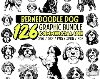 Bernedoodle svg bundle | cricut dog lover files | bernedoodle clipart set | svg dxf png pdf | digital downloads | commercial use