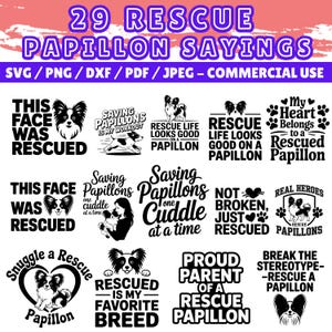 Rescue papillon svg-bundel | Citaten voor hondenliefhebbers | cricut gesneden bestanden | Papillon gezegden svg | digitale downloads | commercieel gebruik:
