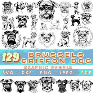 Cane griffone di Bruxelles laser svg / pacchetto di file di taglio per incisione / griffone di Bruxelles dxf pdf / clipart di contorno del cane / download digitale commerciale