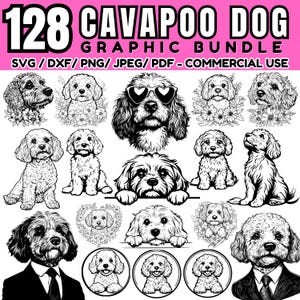 Cavapoo dog graphic bundle | laser cut file | engrave design | svg dxf png pdf | digital download | Commercial use