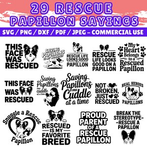 Reddingspapillon gezegden | lasergesneden svg | gegraveerde hondencitaten | bundel met papillon-dierenliefhebber | digitale download | Commercieel gebruik