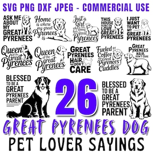 Great pyrenees dog quotes svg | pet lover cricut bundle | funny dog sayings | cut files for vinyl | digital download | Commercial use