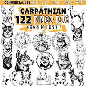 Carpathian dingo dog vector bundle | laser cut file | laser engraving svg | dxf png pdf pet design | digital download | Commercial use