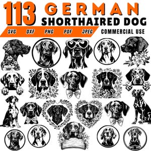 German Shorthaired Pointer SVG Bundle: Dog Silhouette Vector Designs (Digital Download)