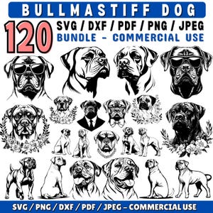 Bullmastiff Dog Outline Bundle: Laser Cut Files (Digital Download)