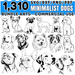 Minimalist dog svg bundle | 320 breed designs | laser cut files | engraving-ready pet line art set | digital download | Commercial use