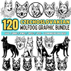 Czechoslovakian wolfdog vector art | laser cut file bundle | dog engraving template | cnc ready design | digital download | Commercial use