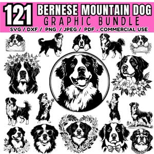 Bernese Mountain Dog SVG Bundle: Laser Cut & Engraving Designs (Digital Download)