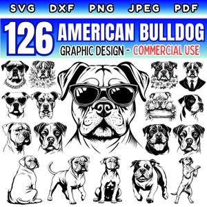 Laser cut files  American Bulldog Graphic bundle Laser engraving files | Svg Dxf Png Pdf Bundle | cnc files digital downloads Commercial Use