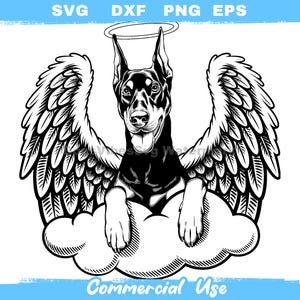 Laser cut files Peeking Doberman Pinscher dog in clouds cute memorial theme engraving files | Svg Dxf Png Pdf Bundle | digital downloads