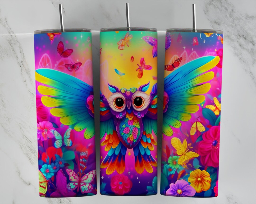 Alcohol Ink Owl 20oz Tumbler Sublimation Design Cute Owl Etsy