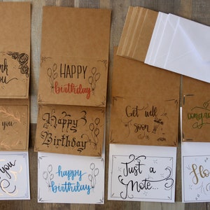 10 tarjetas de felicitación de caligrafía surtidas (sobres incluidos).