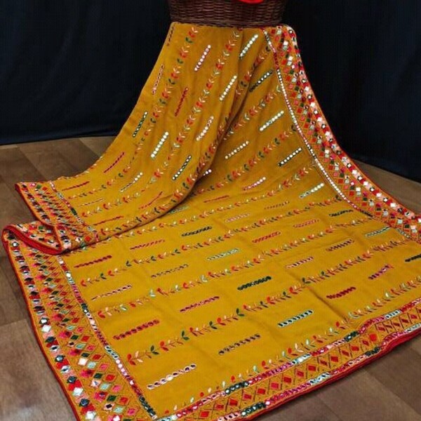 Lime Yellow Embroidered Dupatta