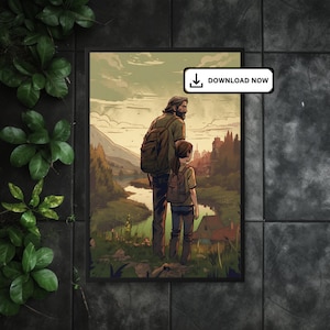 Joel and Ellie Poster - Last of Us Watercolour Comic Design