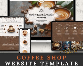 Coffee Shop Website Template | Canva Website Template | Barista | Small Business Package | Cafe Landing Page | CreativeInkwell