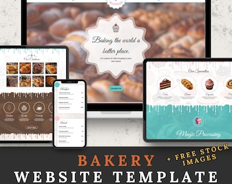 Bakery Website Template | Canva Website Template | Bread | Wedding Cake Business | Cupcake Website | Small Business | CreativeInkwell