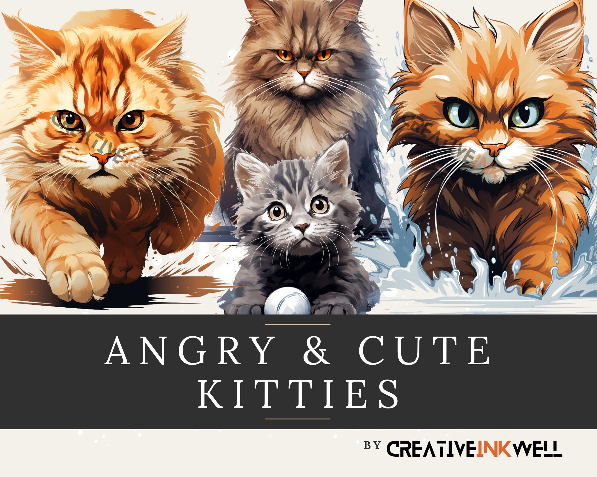 25 Angry Cat Clip Art Collection #2 | Angry & Cute Kitty | High ...