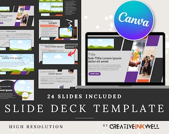 Slide Deck Template, Canva Presentation | Pitchdeck | Lesson | Online Course Creator | Digital Template | Powerpoint | CreativeInkwell