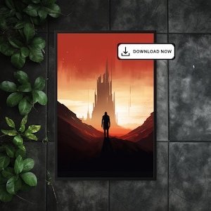 The Dark Tower Epic Journey: Roland Approaching Tower - 60 x 36 Zoll hochauflösendes, druckfertiges JPG-Poster zum Herunterladen