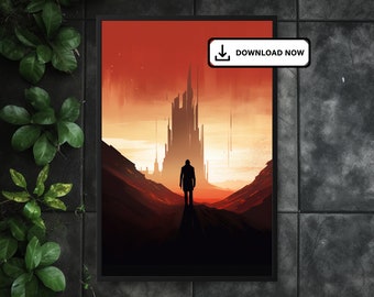 The Dark Tower Epic Journey: Roland Approaching Tower - 24x36" High-Res Downloadable Print-Ready JPG Poster