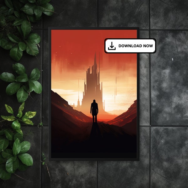 The Dark Tower Epic Journey: Roland Approaching Tower - 24x36" High-Res Downloadable Print-Ready JPG Poster