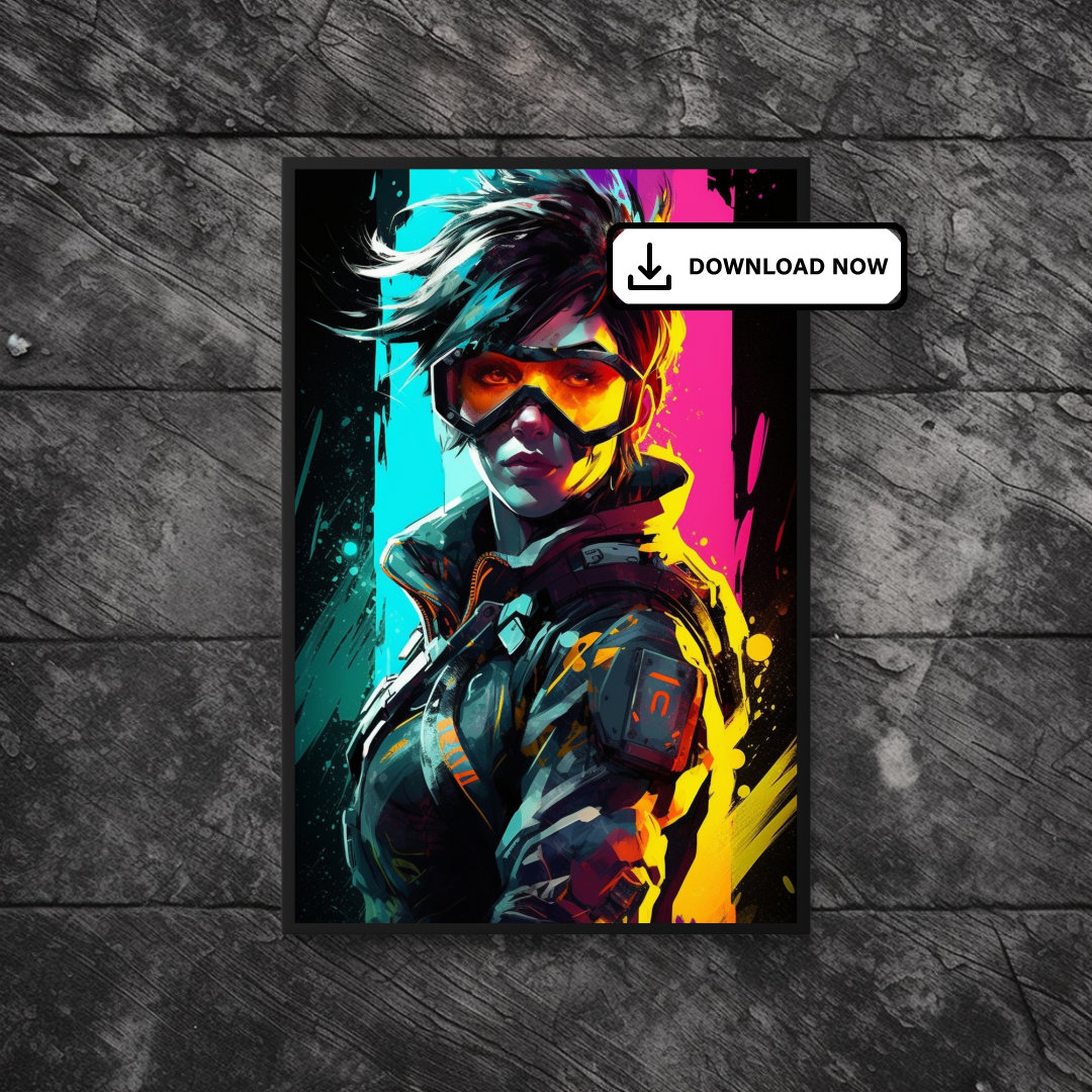 Racer Overwatch Poster - Colorful Patterns & Black Grunge - Vintage ...