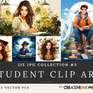 Student Vector Clip Art-collectie #3 | 115 Veelzijdige JPG | Hoge resolutie | Digitale download | CreatieveInktpot