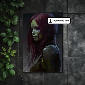 Gamora Guardians of the Galaxy Poster - Dark Tones Digital Illustration - High-Res JPG Instant Download