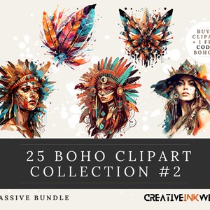 Boho Clipart Design Collection #2 | 25 High-Resolution, Vibrant Clipart Designs by CreativeInkwell