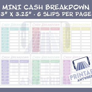 Mini scontrino per guasto contanti Stampabile scontrino di cassiere di banca Stampabile scontrino di cassiere Stampabile di scontrino di cassiere Bilancio di cassa stampabile 2 PDF formato A4 Lettera USA