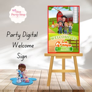 Letrero de bienvenida de cumpleaños La Granja de Zenon, Letrero de bienvenida de cumpleaños personalizado La Granja, Letrero de bienvenida personalizado, Archivo digital