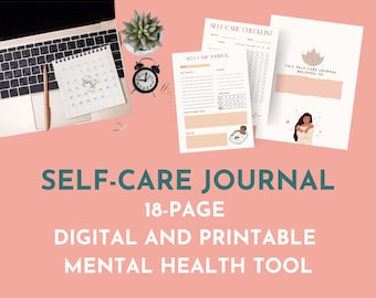 Peut inclure: Un journal de soins personnels numérique imprimable de 18 pages. Le journal comprend une liste de contrôle, un journal quotidien et une section pour la réflexion personnelle. Le journal est conçu pour aider les gens à prioriser leur santé mentale et leur bien-être.