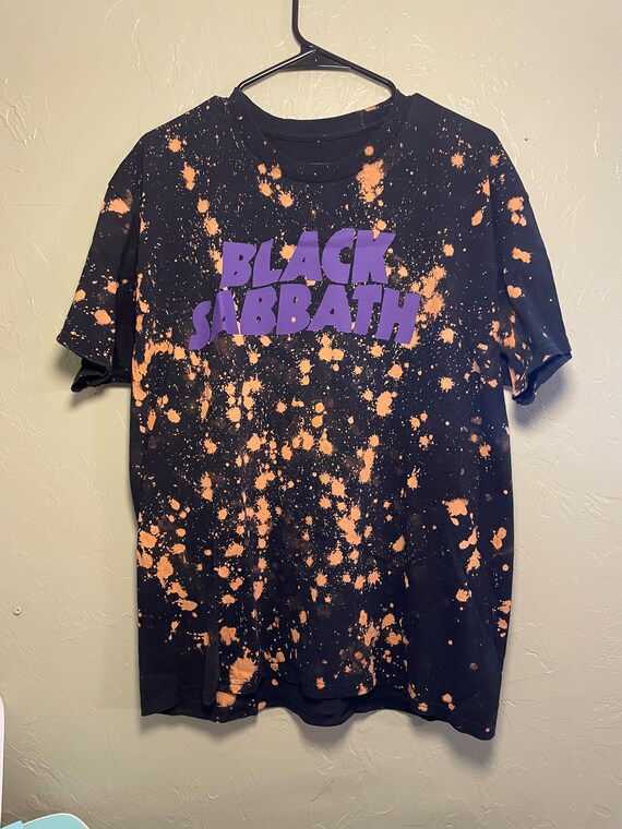 Black Sabbath Bleached acid wash shirt Band T shirt Classic Rock, OZZY