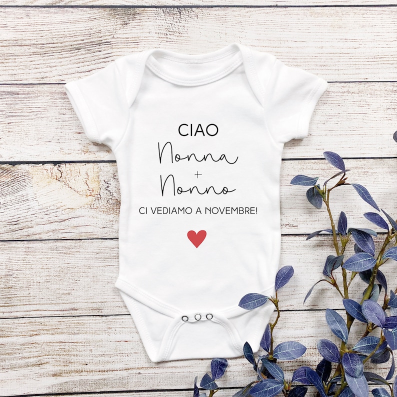 Grandparents pregnancy announcement bodysuit, gift idea to announce that you are expecting, custom print pregnancy reveal image 2