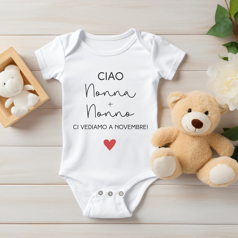 Grandparents pregnancy announcement bodysuit, gift idea to announce that you are expecting, custom print pregnancy reveal image 3