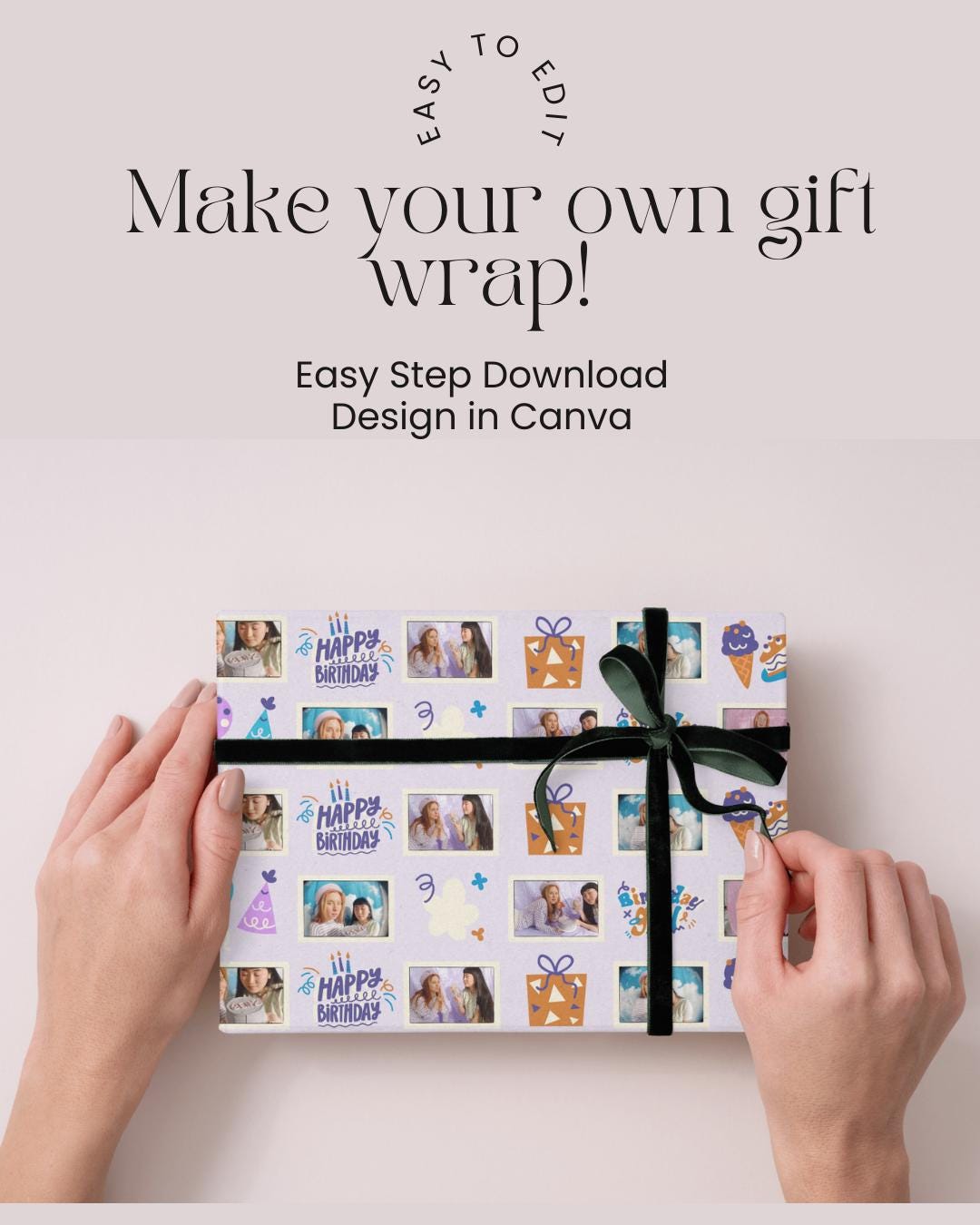 Editable Gift Wrap Template | Custom Printable Wrapping Paper | Canva ...