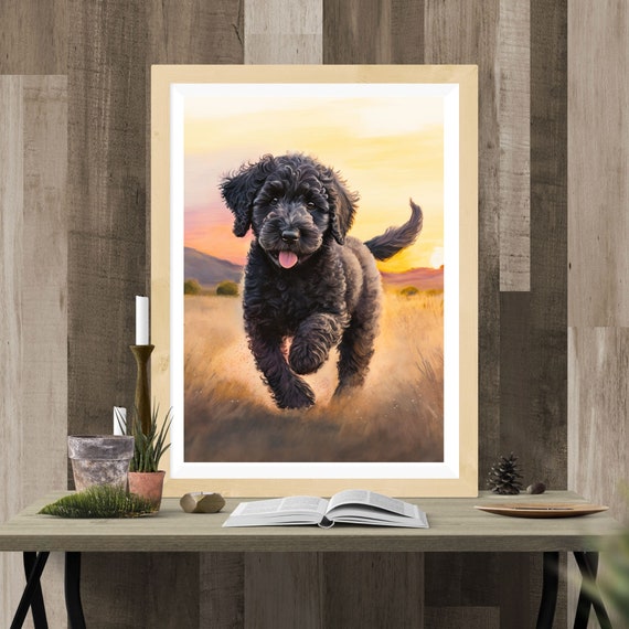 Black Goldendoodle Printable Digital Dog Art Digital Download