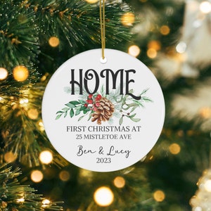 New Home First Christmas Personalized Keepsake - New Home Christmas Ornament, Botanical Xmas New House Ornament, Custom Xmas Ornament, 2023