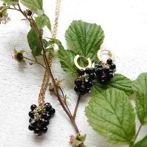 Blackberry necklace, stainless steel, berry jewelry