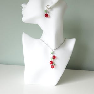 Cranberry necklace, stainless steel, berry jewelry