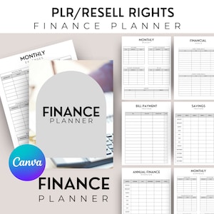 PLR Finanzplaner, PLR Canva Planner Vorlagen für den Wiederverkauf, kommerzielle Nutzung Budgetplaner, für Sie White Label Finanzplaner