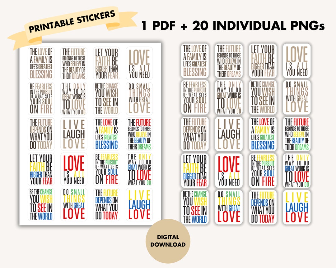 Printable Sticker Inspirational Quotes Motivational Quotes - Etsy