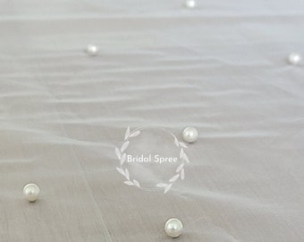 SIGNATURE PEARL Chapel Veil| Cathedral Pearl Veil| Waist Pearl Veil | Long Veil | Gift for Brides | Wedding Hair Accessories