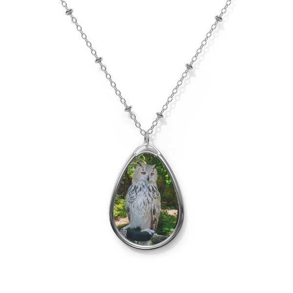 Siberian Eurasian Necklace Eagle Owl Photo Oval Necklace